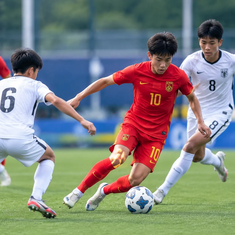和平杯赛事背景下的U16国足比赛场景插图