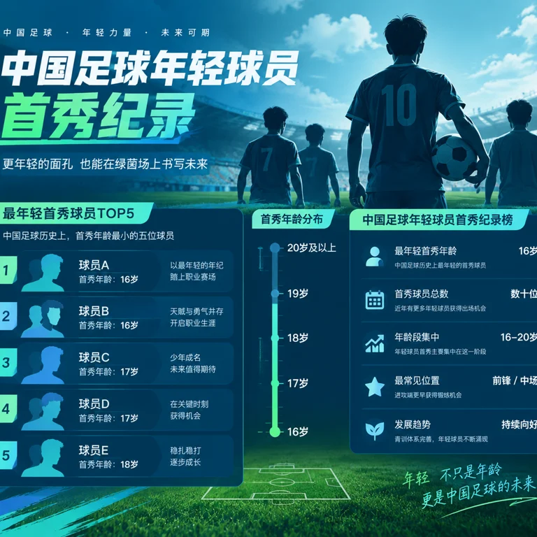中国足球年轻球员首秀纪录主题信息图